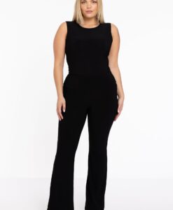 Yoek Pantalon met tailleband flare | Zwart | Maat 54/56
