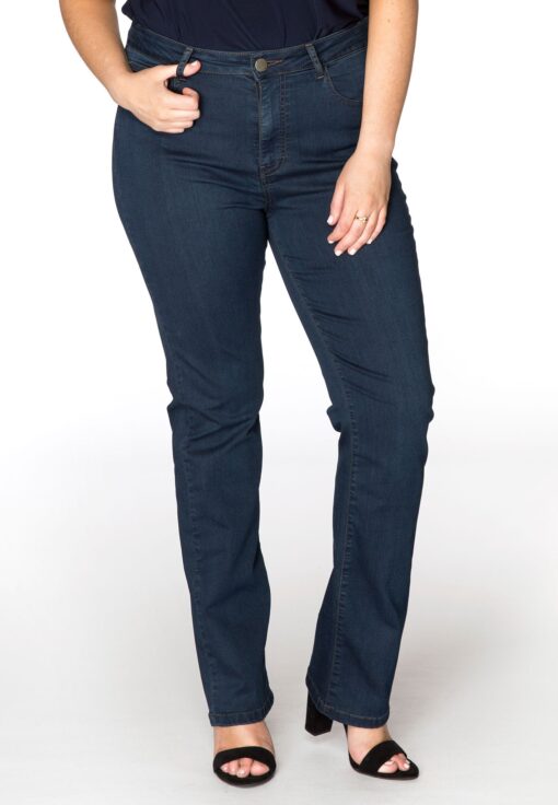 Yoek Jeans met rechte pijp | Donker Blauw | Maat 54