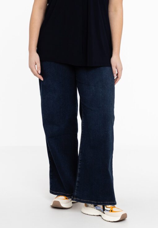 Yoek Jeans 5 pockets wide leg | Donker Blauw | Maat 50