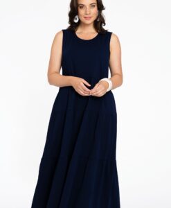 Yoek Jurk met ruches | Blauw | Maat 58/60