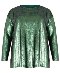 Yoek Tuniek vierkant met pailletten | Groen | Maat 58/60