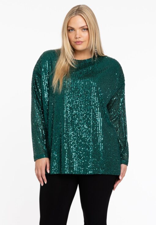 Yoek Tuniek vierkant met pailletten | Groen | Maat 58/60
