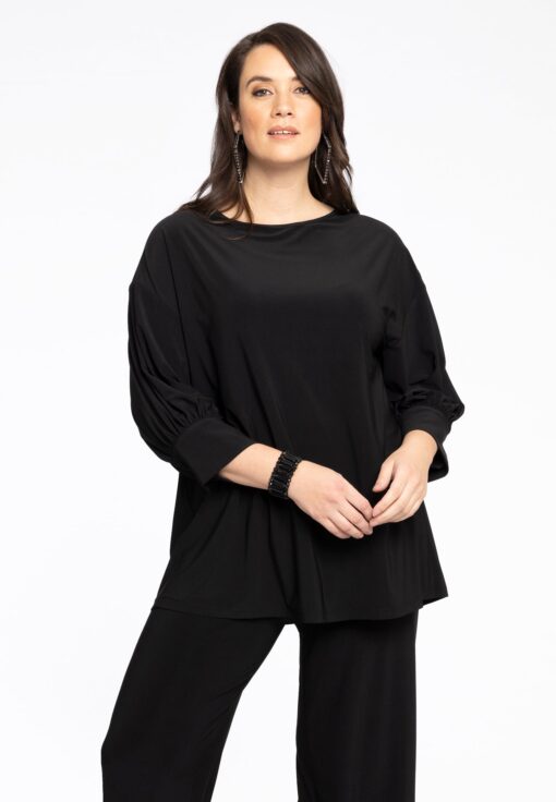 Yoek Tuniek met pofmouwen | Zwart | Maat 58/60