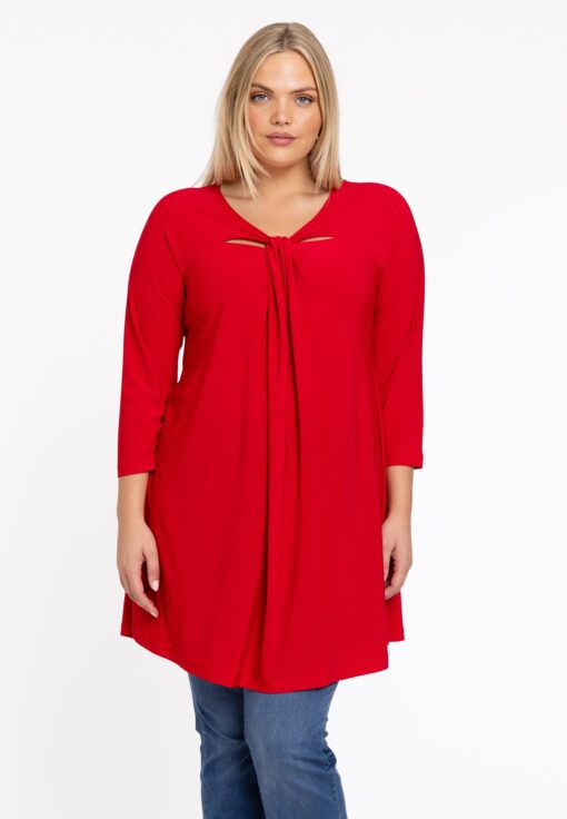 Yoek Tuniek Wide Bottom met halsdetail | Rood | Maat 58/60