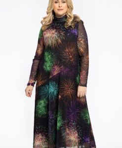 Yoek Jurk lang met col | Zwart | Maat 58/60