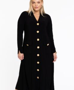 Yoek Jurk met knopen Lapel | Zwart | Maat 58/60