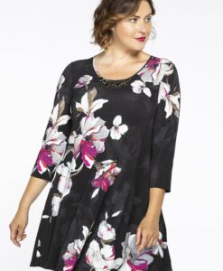 Yoek Tunic wide bot beads AURELIA | Zwart | Maat 58/60