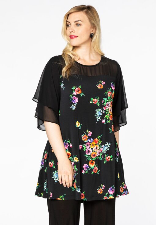 Yoek Tuniek mouwen ROSA | Zwart | Maat 58/60