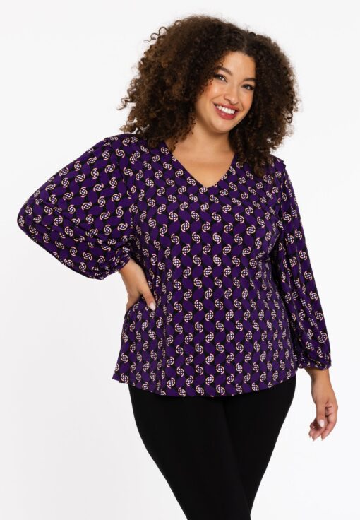 Yoek Blouse FOULARD | Paars | Maat 42/44