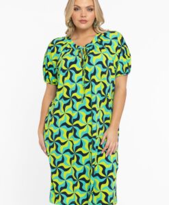 Yoek Jurk met kraag ESTELLE | Turquoise | Maat 54/56