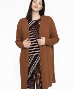 Yoek Lange cardigan | Bruin | Maat 50/52