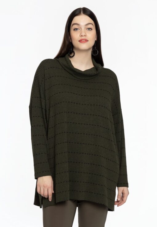 Yoek Trui met turtle neck TRICOT | Groen | Maat 54/56