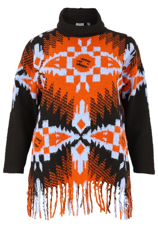 Yoek Trui met franje JACQUARD | Multi | Maat 50/52