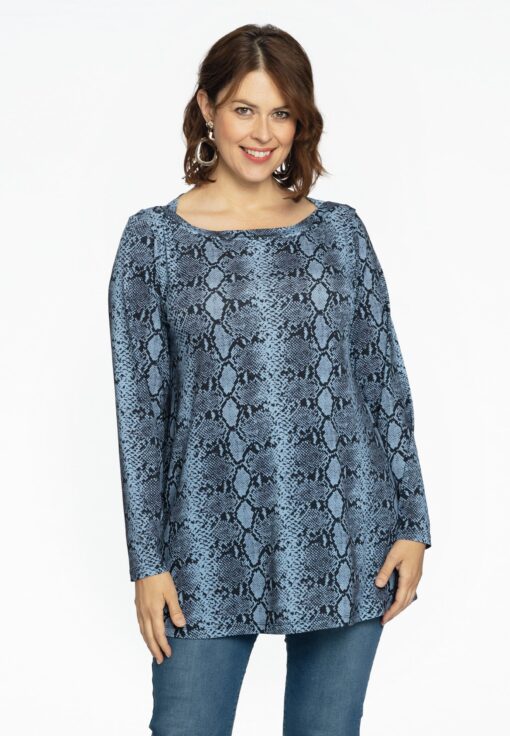 Yoek Tuniek flare met boothals | Blauw | Maat 54/56