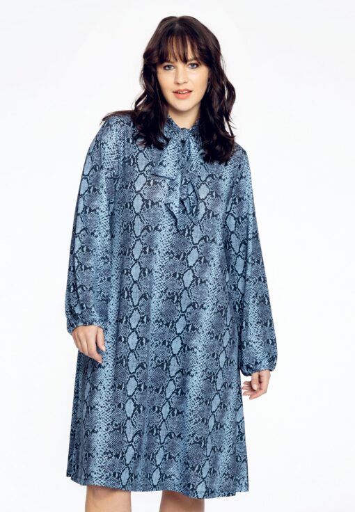 Yoek Jurk A-lijn met strik | Blauw | Maat 54/56