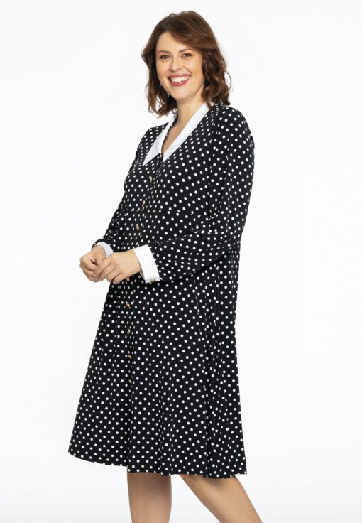 Yoek Blouse-jurk DOTS | Zwart | Maat 54/56