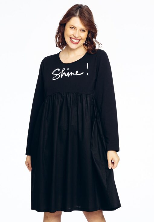 Yoek Sweater-jurk SHINE | Zwart | Maat 42/44