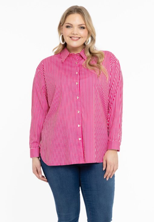 Yoek Blouse met knopen EQUAL STRIPE | Roze | Maat 46/48