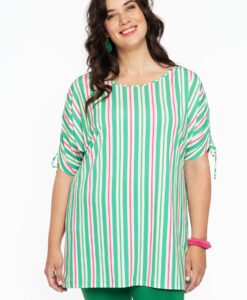 Yoek Tuniek met koortjes STRIPY | Groen | Maat 46/48