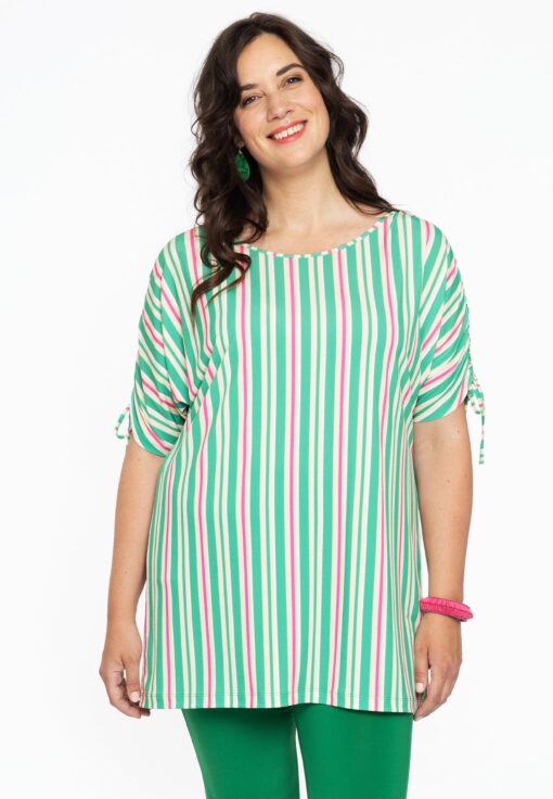 Yoek Tuniek met koortjes STRIPY | Groen | Maat 46/48