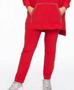 Yoek Tregging met strass | Rood | Maat 50/52