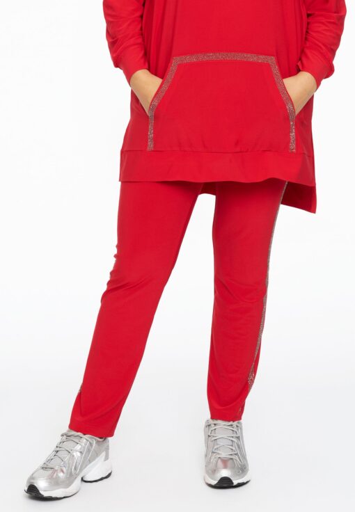 Yoek Tregging met strass | Rood | Maat 50/52