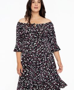 Yoek Jurk met wijde hals BELLIS | Zwart | Maat 58/60