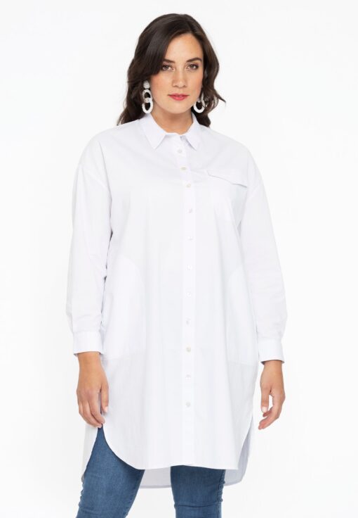 Yoek Blouse-jurk POPLIN STRETCH | Wit | Maat 58/60