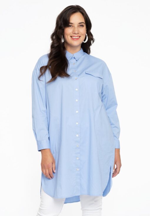 Yoek Blouse-jurk POPLIN STRETCH | Licht Blauw | Maat 58/60