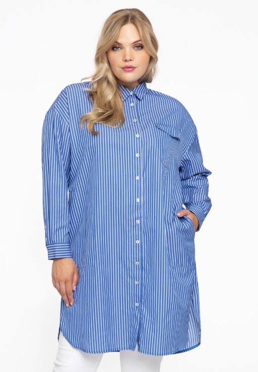 Yoek Blouse-jurk SMALL STRIPE | Blauw | Maat 54/56