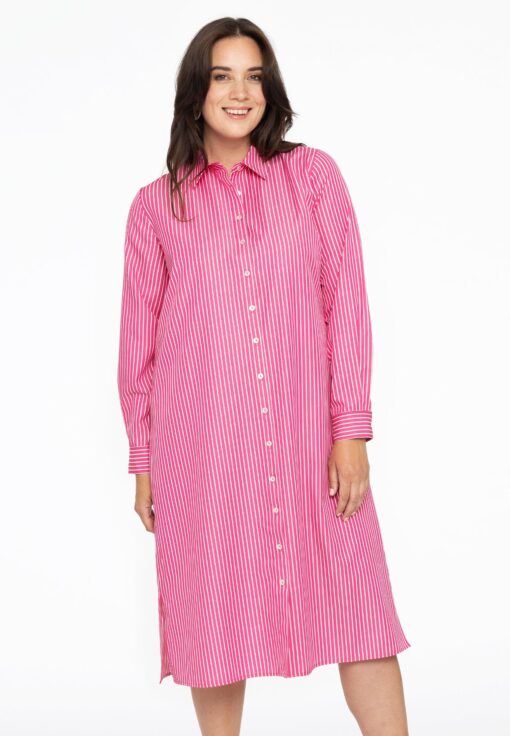 Yoek Blouse-jurk lang SMALL STRIPE | Roze | Maat 50/52