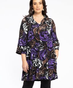 Yoek Tuniek met V-hals ROSY | Zwart | Maat 54/56