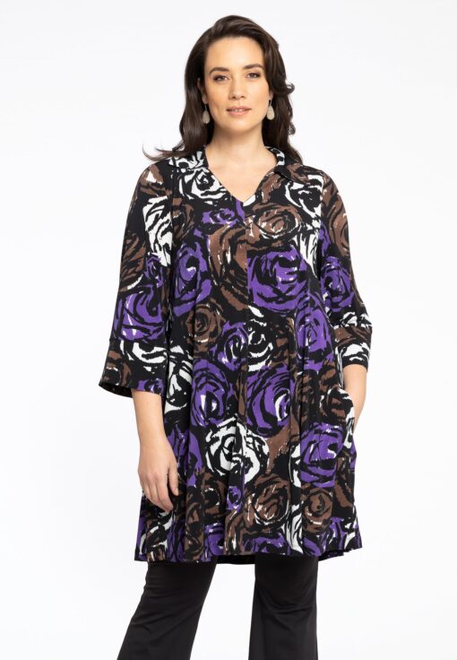 Yoek Tuniek met V-hals ROSY | Zwart | Maat 54/56