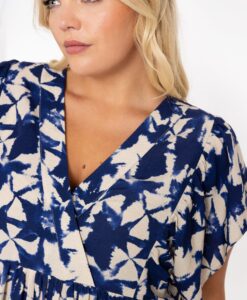 Yoek Lange jurk met ruches TESSA | Blauw | Maat 42/44