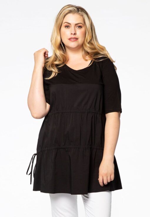 Yoek Top drawstrings STRETCH | Zwart | Maat 46/48