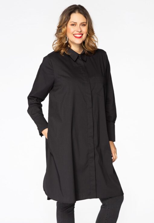 Yoek Blouse lang STRETCH | Zwart | Maat 58/60