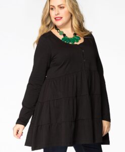 Yoek Tuniek met ruches ORGANIC | Zwart | Maat 50/52