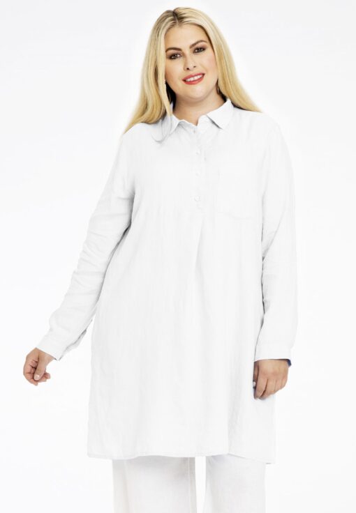 Yoek Blouse-jurk | Wit | Maat 54/56