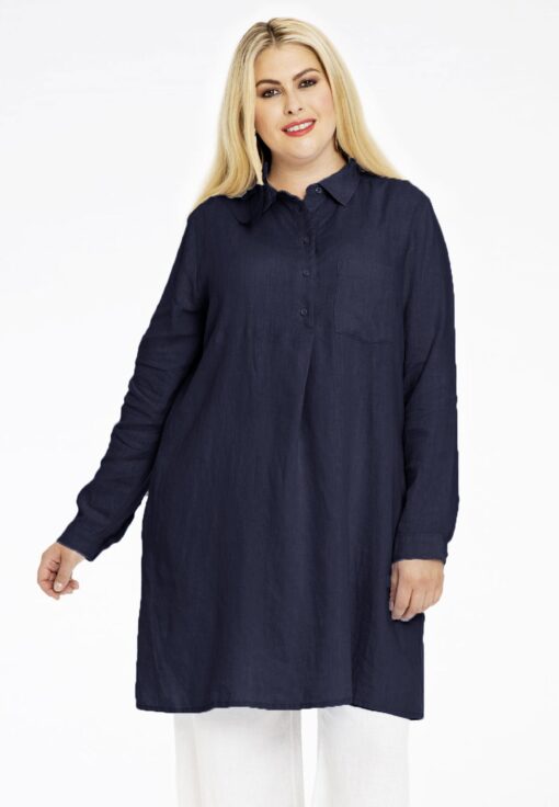 Yoek Blouse-jurk | Blauw | Maat 58/60