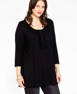 Yoek Tuniek flare ruches ORGANIC | Zwart | Maat 58/60