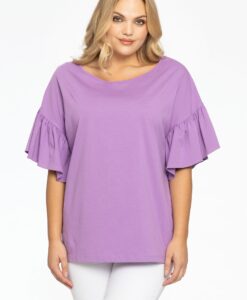 Yoek Shirt wijd met ruches | Licht Paars | Maat 58/60