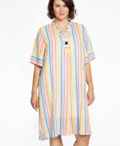Yoek Jurk grandad kraag RAINBOW | Wit | Maat 58/60
