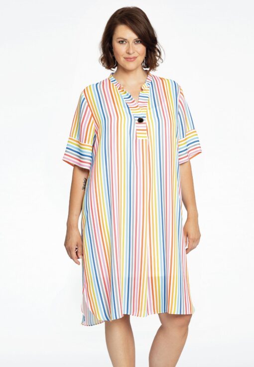 Yoek Jurk grandad kraag RAINBOW | Wit | Maat 58/60