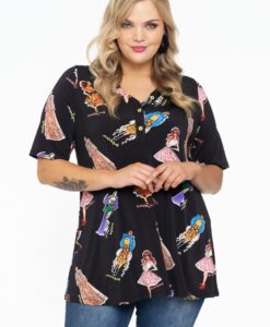 Yoek Tuniek flare met knopen | Zwart | Maat 50/52