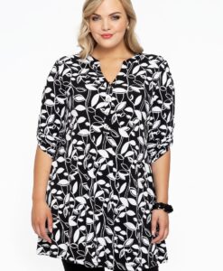 Yoek Tuniek grandad kraag | Zwart | Maat 46/48