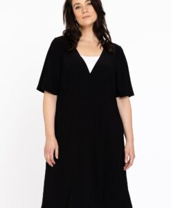 Yoek Jurk met V-hals | Zwart | Maat 54/56