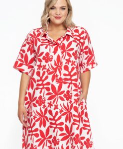 Yoek Jurk met kraag ANNA | Rood | Maat 50/52