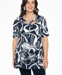 Yoek Shirt flare SKETCH | Blauw | Maat 42/44
