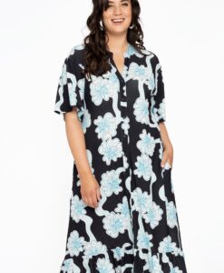 Yoek Jurk met ruches CALYPSO | Zwart | Maat 54/56