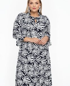 Yoek Jurk met ruches SEA LEAF | Zwart | Maat 58/60